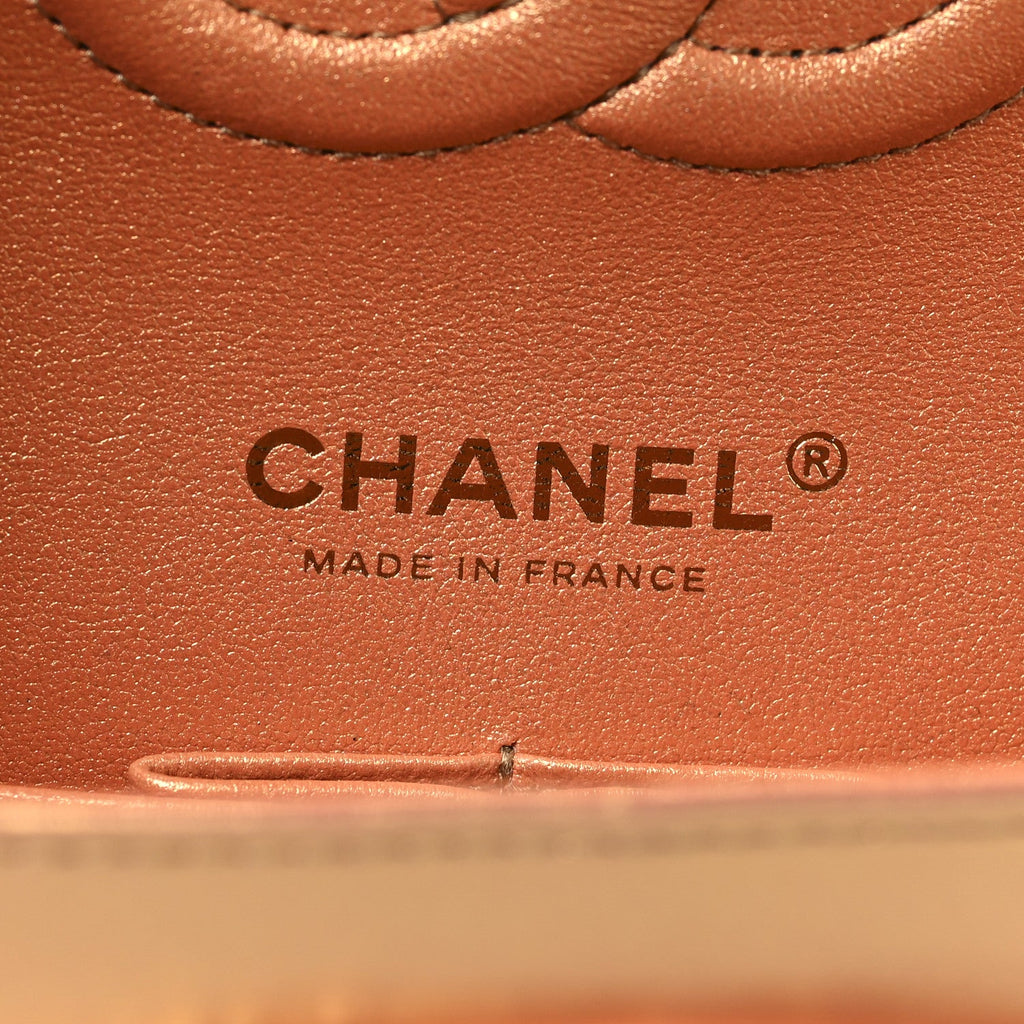 Chanel Metallic Lambskin Quilted Medium Double Flap Golden