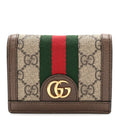Gucci GG Supreme Monogram Web Ophidia Card Case Beige New Acero