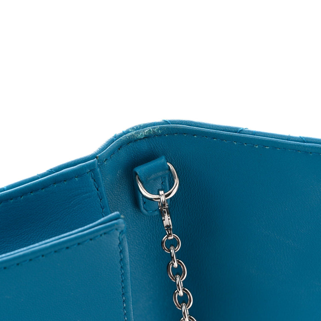 Christian Dior Lambskin Cannage Lady Dior Convertible Clutch Blue