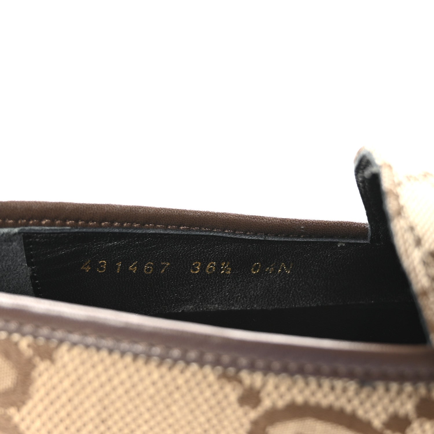Gucci Monogram Jumbo GG Malaga Kid Horsebit Womens Jordaan Loafers 36.5 Camel Ebony New Acero Beige