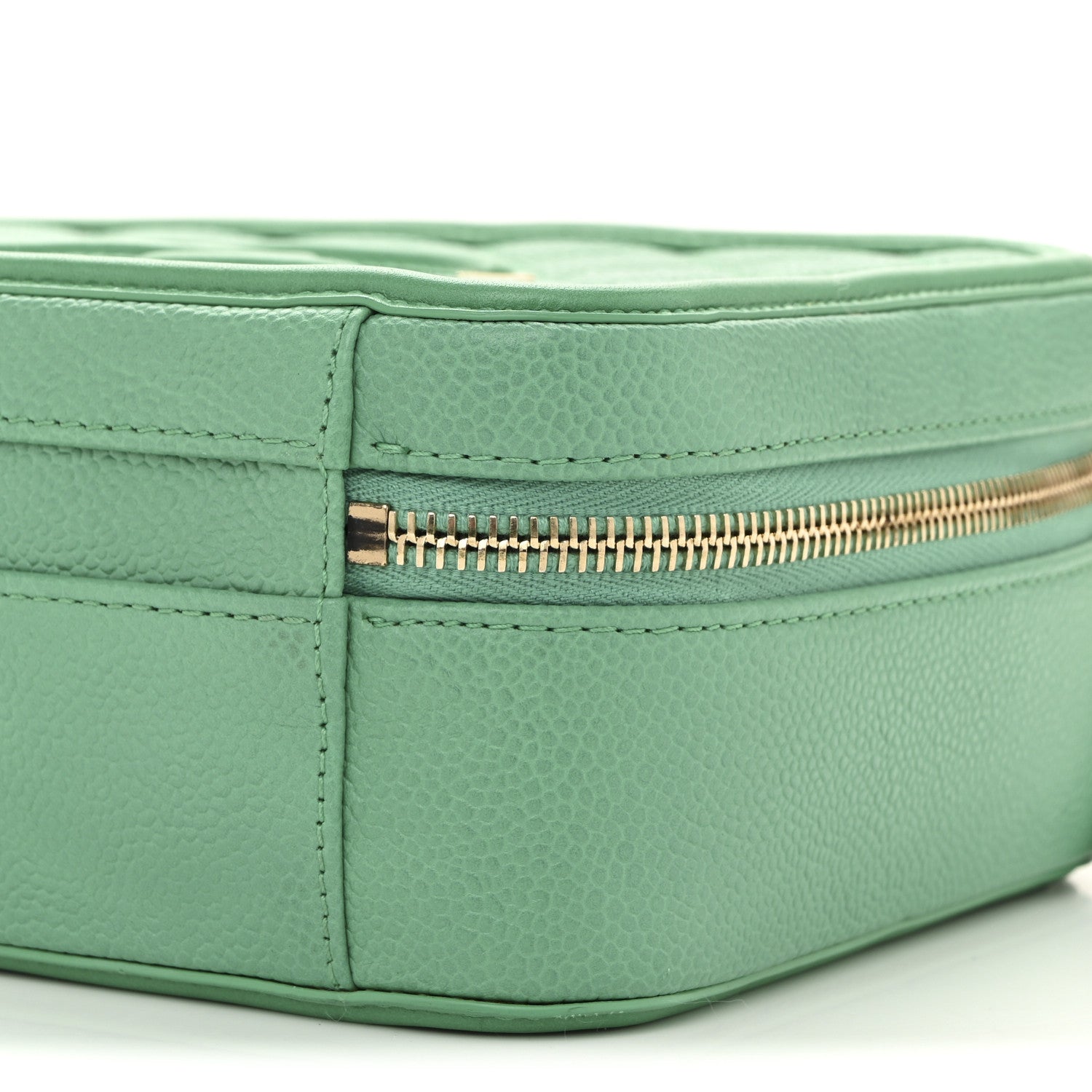Chanel Caviar Quilted Medium CC Filigree Vanity Case Green