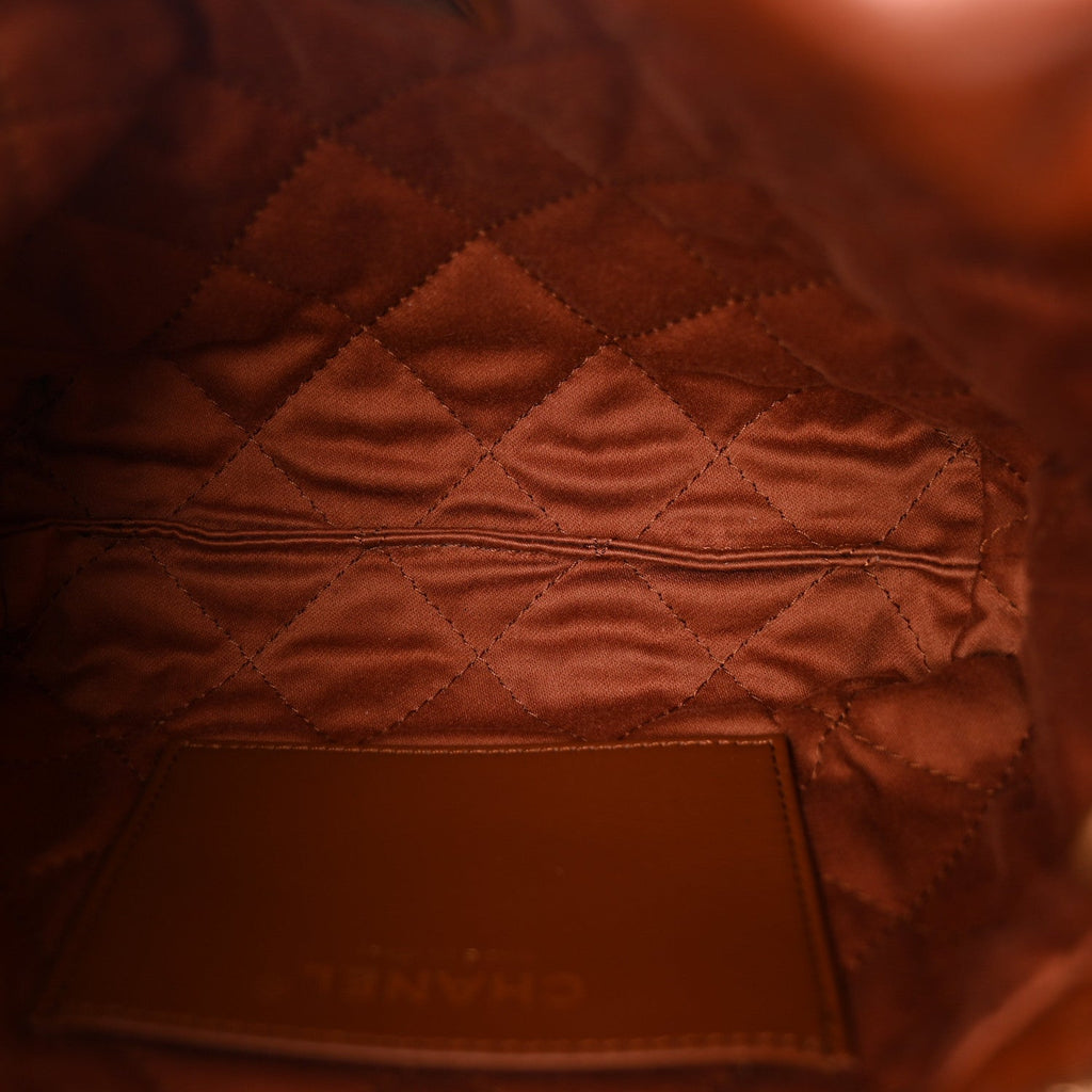 Chanel Shiny Calfskin Quilted Mini Chanel 22 Light Brown