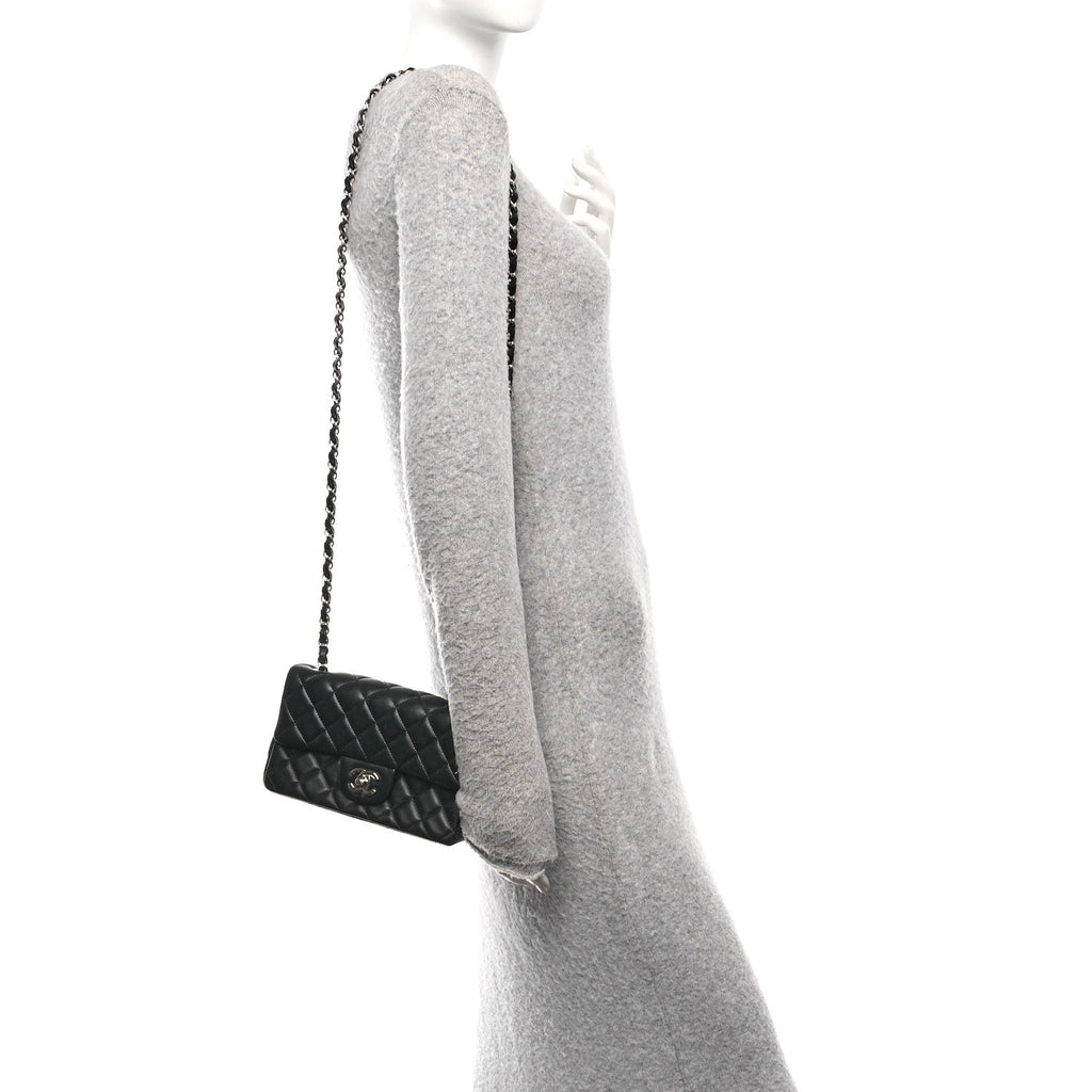 Chanel Lambskin Quilted Mini Rectangular Flap Black