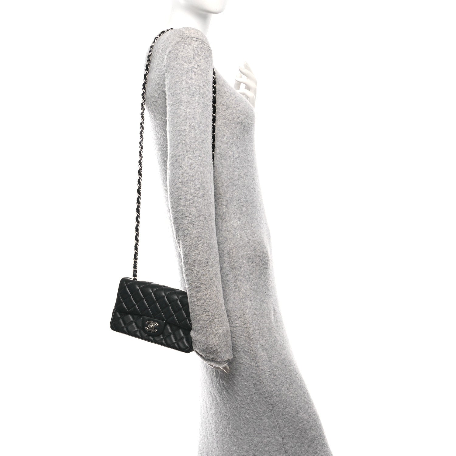 Chanel Lambskin Quilted Mini Rectangular Flap Black