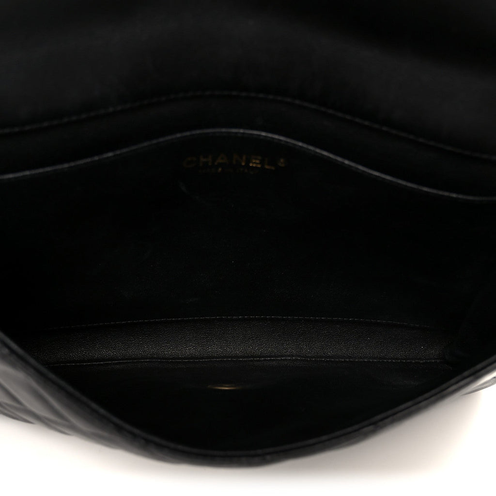 Chanel Lambskin Quilted Clutch With Chain Flap Black