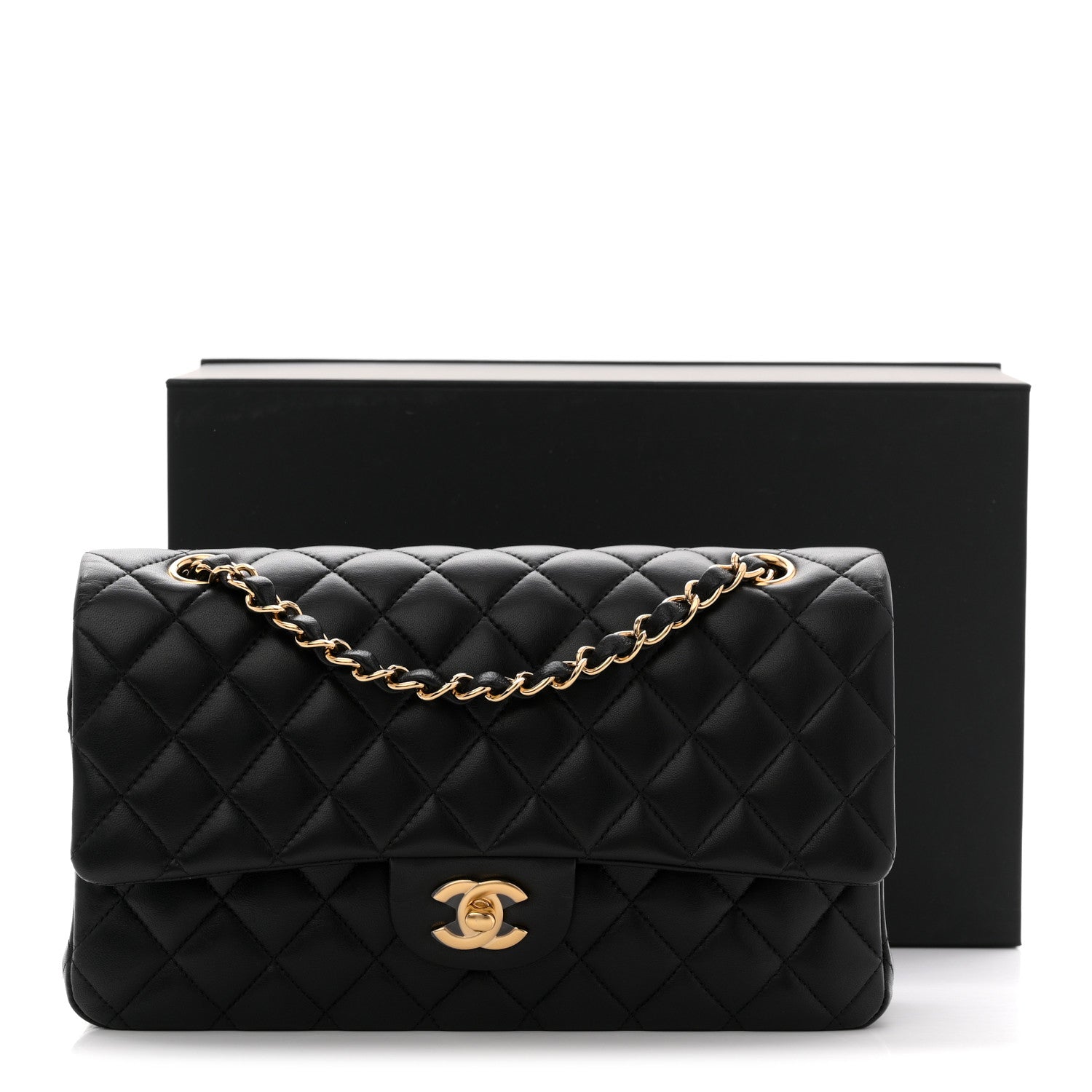 Chanel Lambskin Quilted Medium Double Flap Black