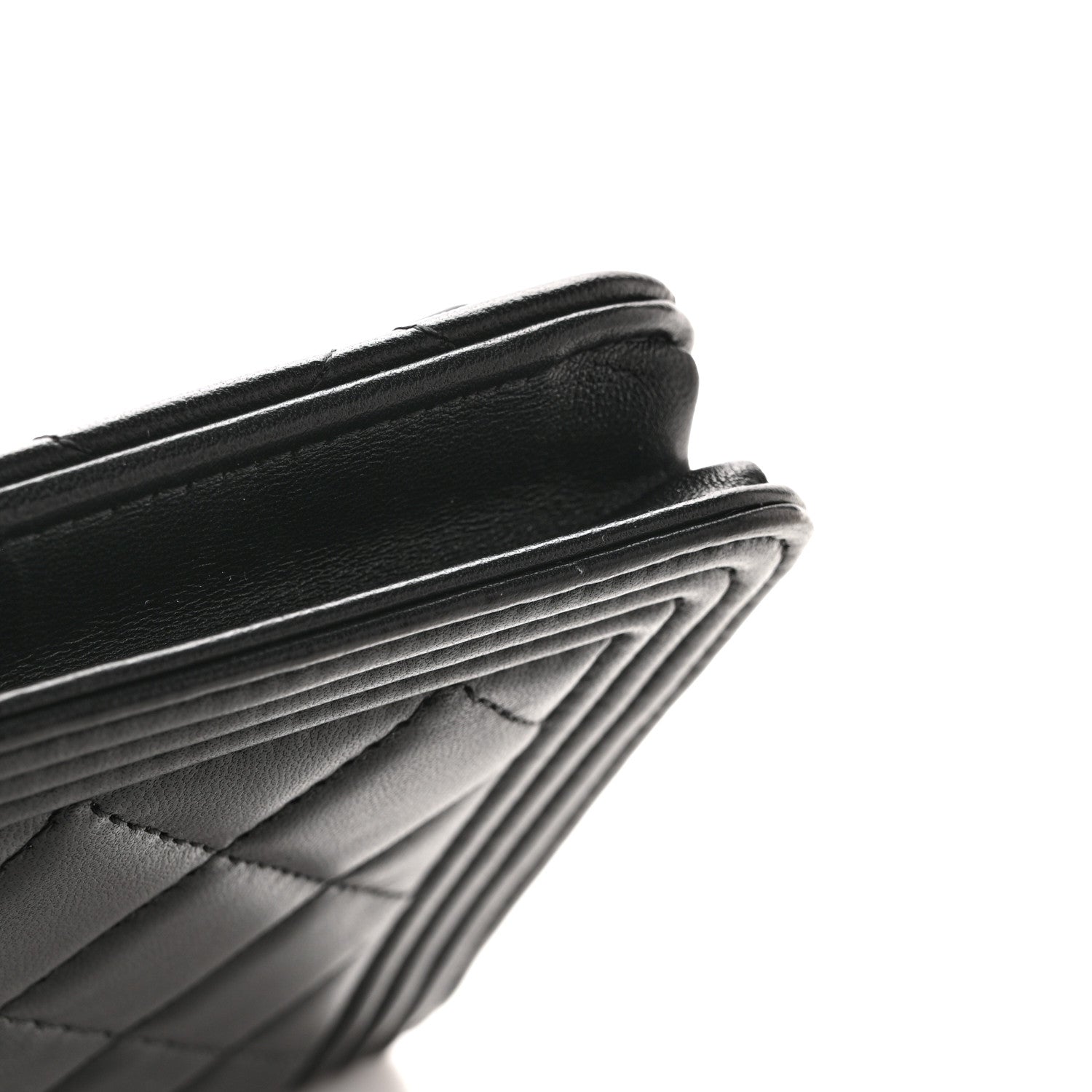 Chanel Lambskin Quilted Boy Wallet On Chain WOC Black