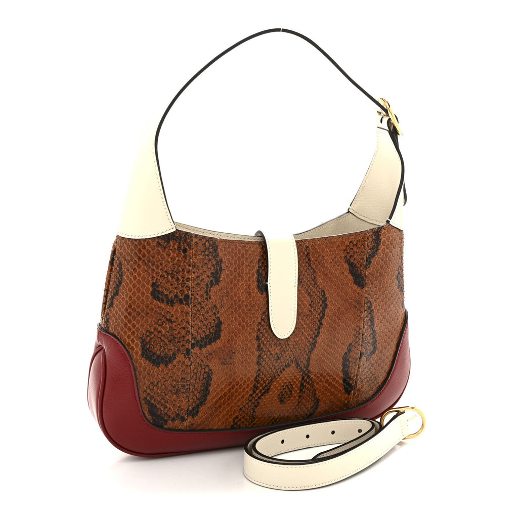 Gucci Snakeskin Calfskin Small Jackie 1961 Hobo Brown Multicolor