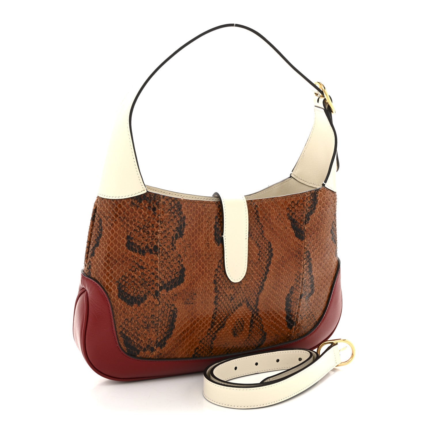 Gucci Snakeskin Calfskin Small Jackie 1961 Hobo Brown Multicolor
