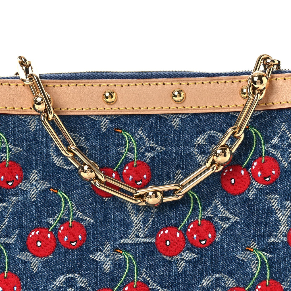 Louis Vuitton LV X TM Monogram Denim Cerises Pochette Accessories Blue
