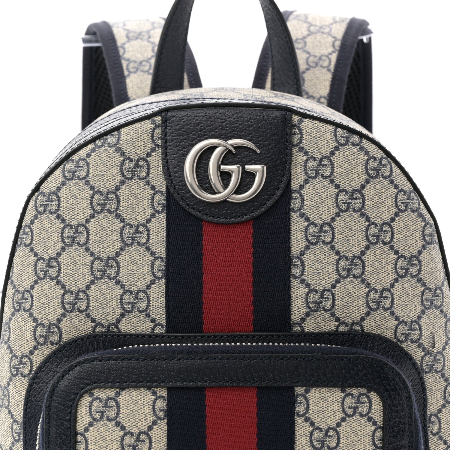 Gucci GG Supreme Monogram Textured Dollar Calfskin Web Small Ophidia Day Backpack Beige Blue Black