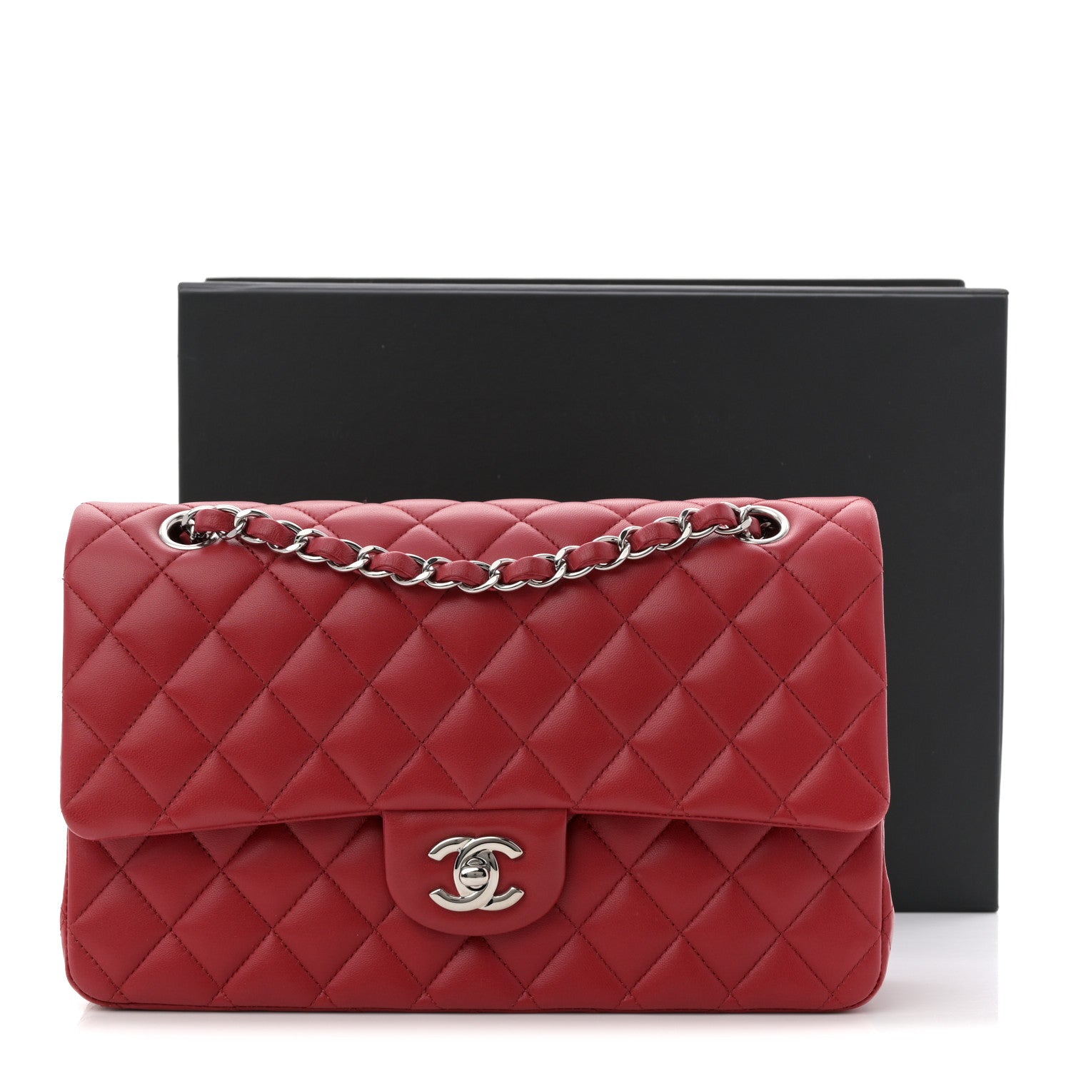 Chanel Lambskin Quilted Medium Double Flap Red