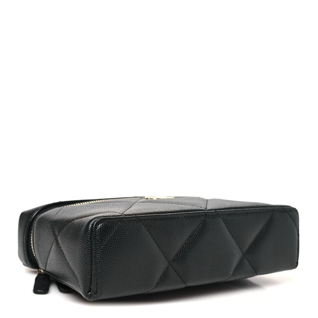 Chanel Caviar Quilted Top Handle Slim Vanity With Chain Black