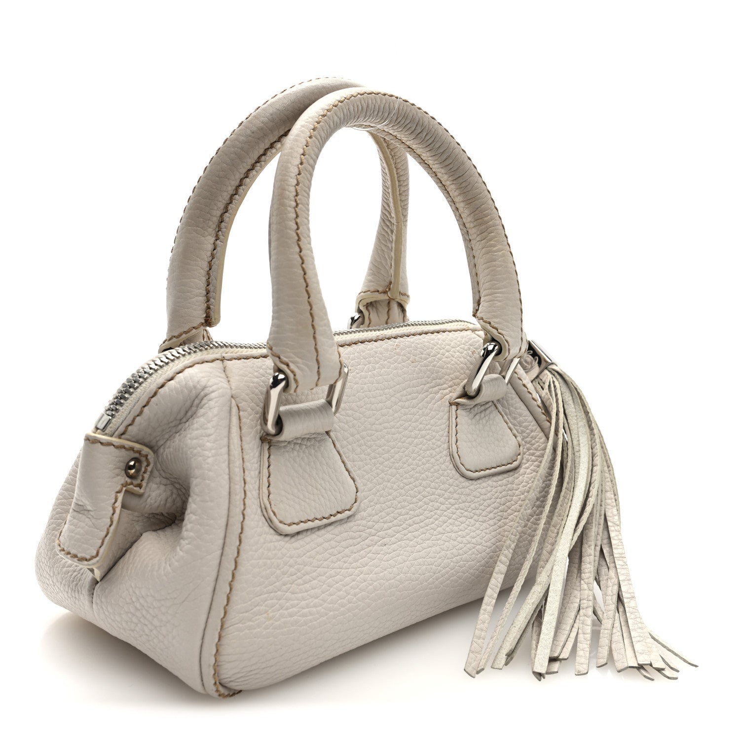 Chanel Calfskin Lax CC Small Bowler Bag White