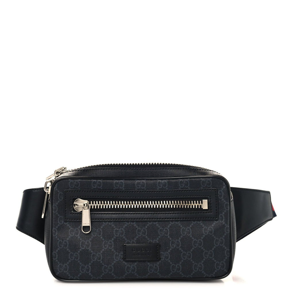 Gucci Soft GG Supreme Monogram Web Belt Bag Black Grey