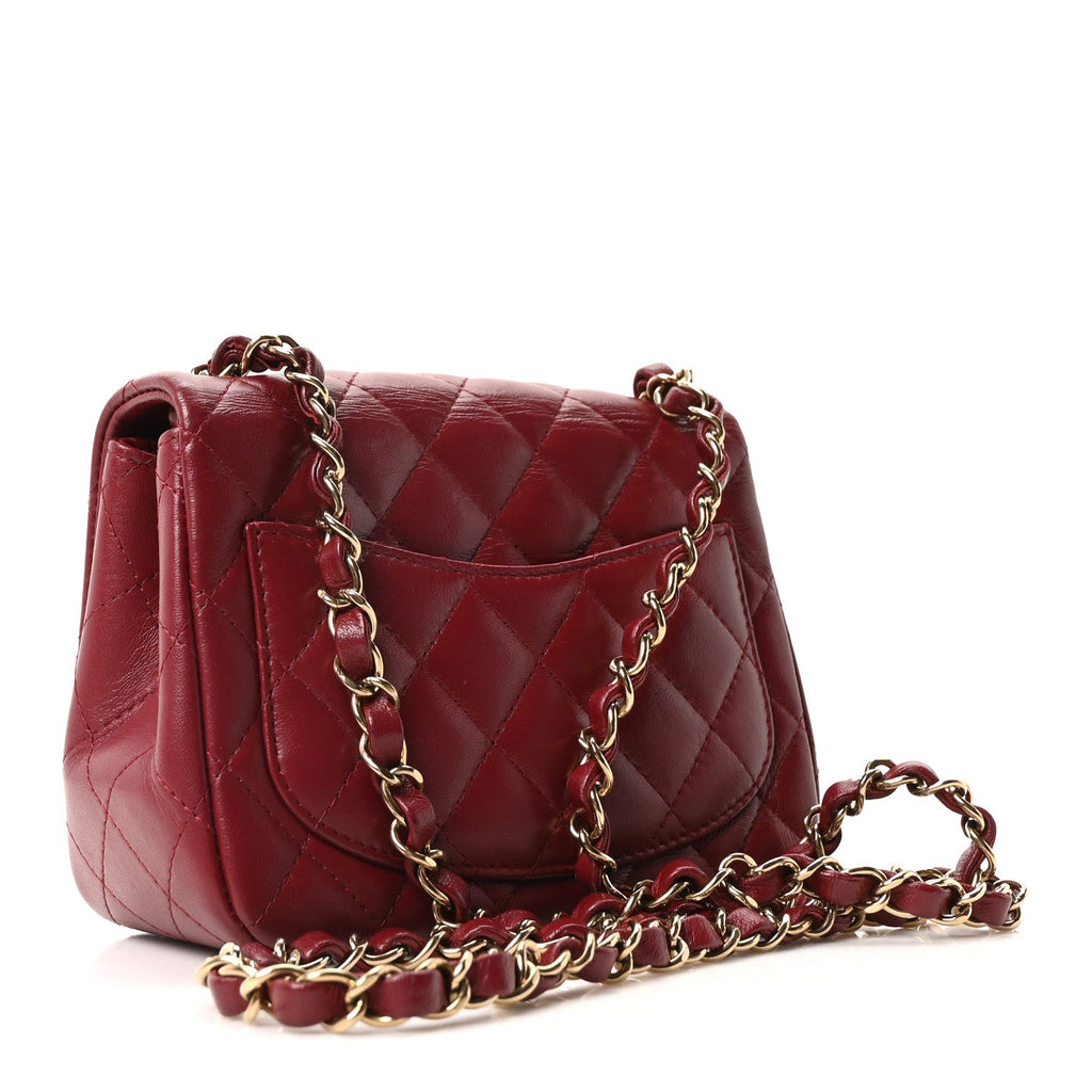 Chanel Lambskin Quilted Mini Square Flap Red