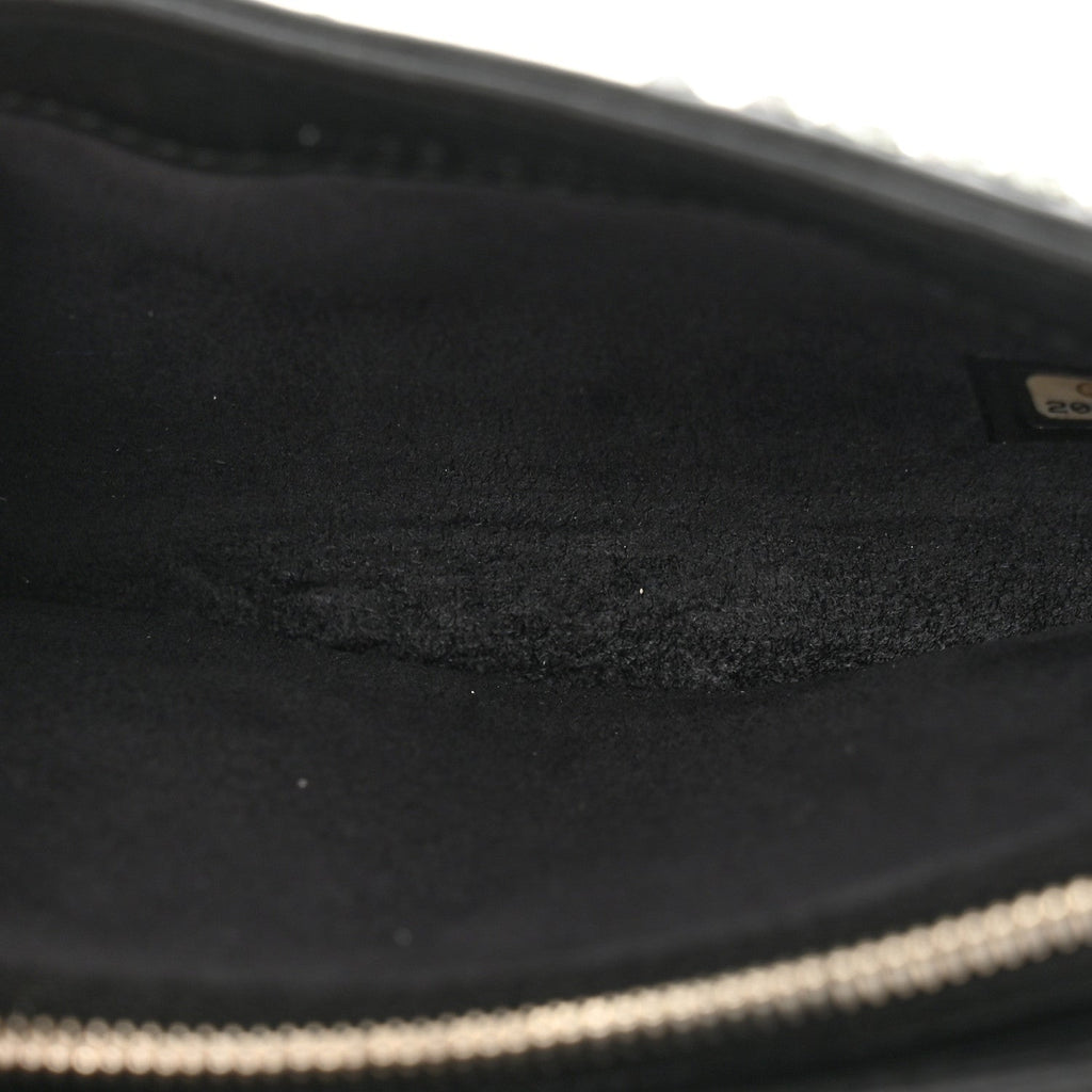 Chanel Calfskin Strass Studded Mini Phone Holder Clutch Black