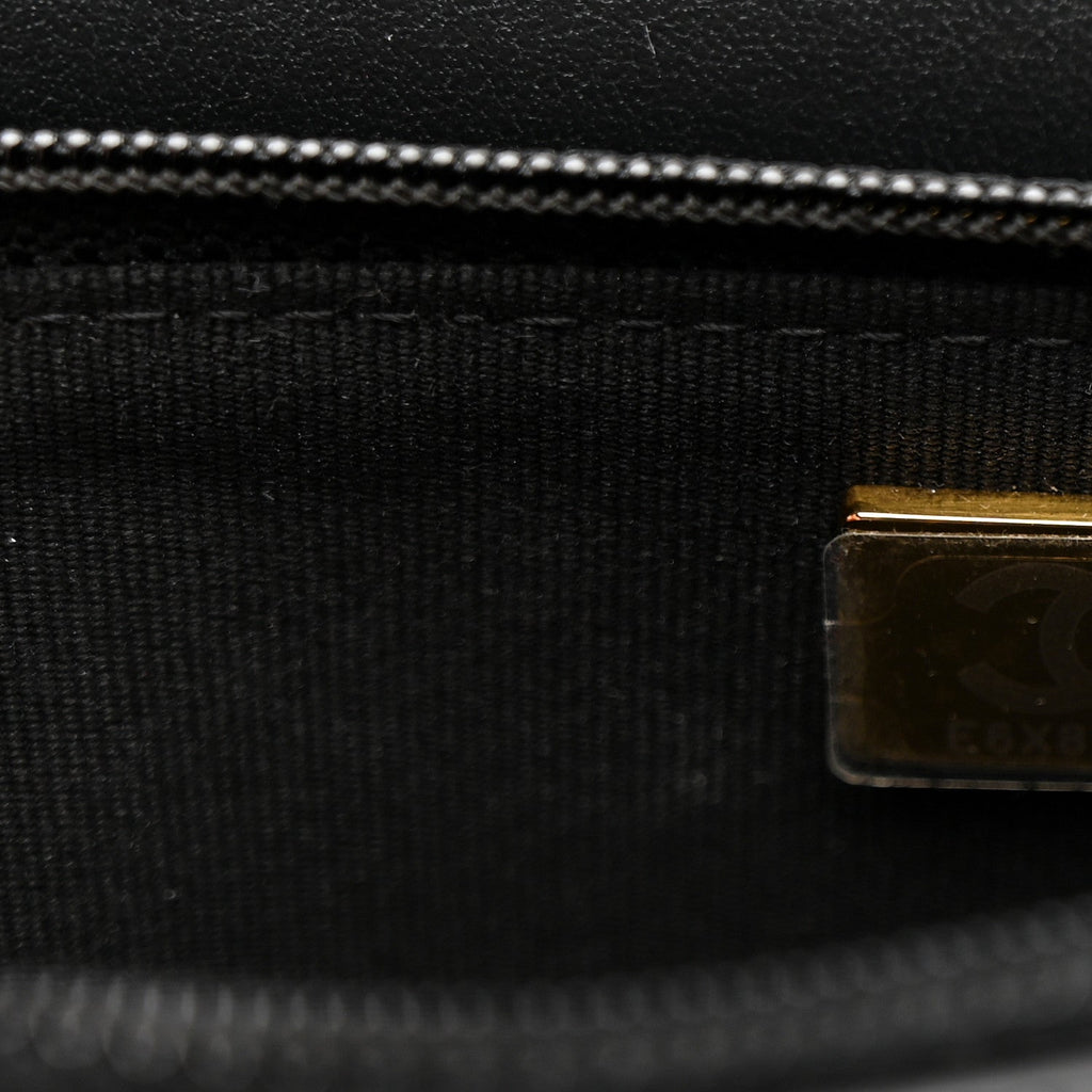 Chanel Caviar Quilted Boy Wallet On Chain WOC Black