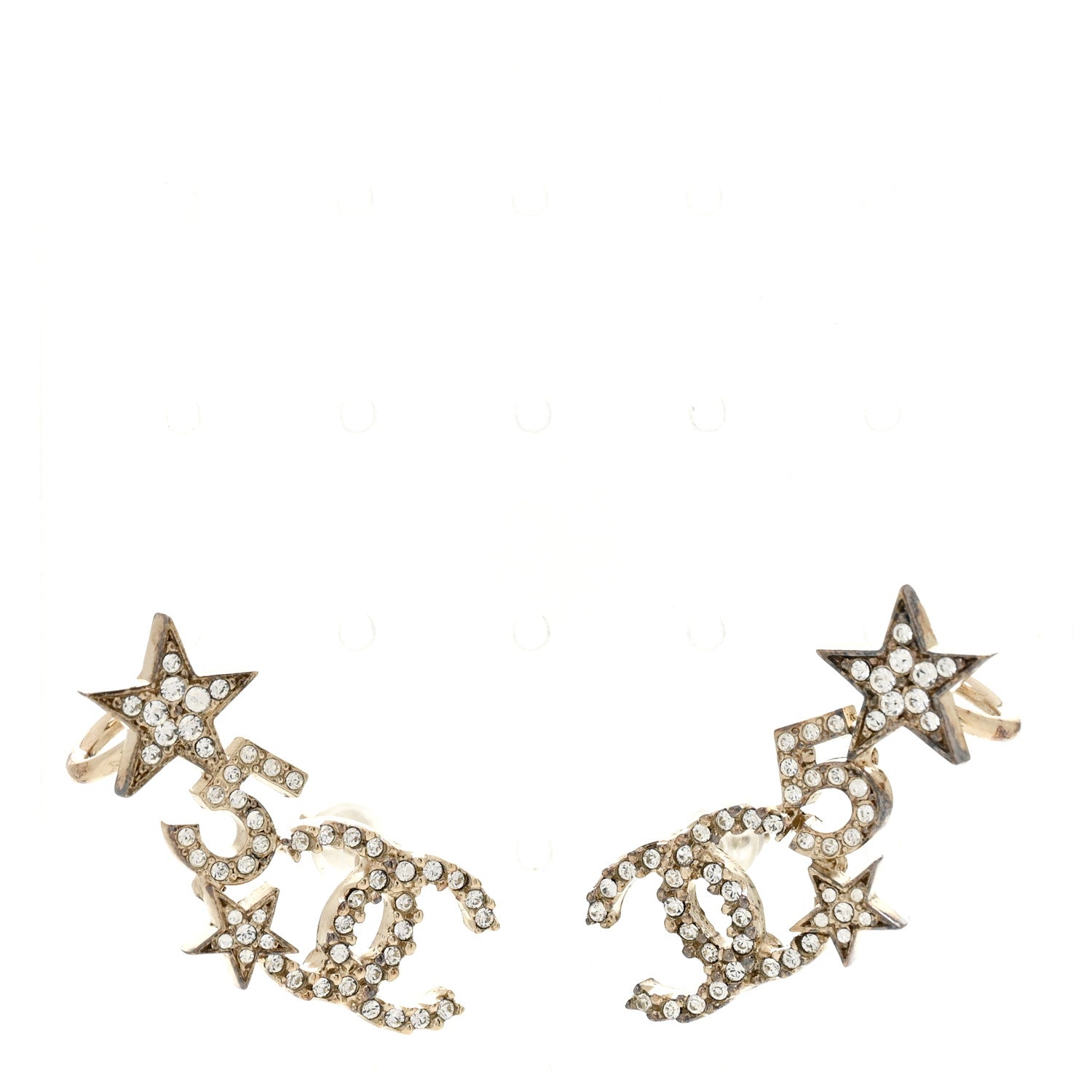 Crystal Star 5 CC Earrings Gold