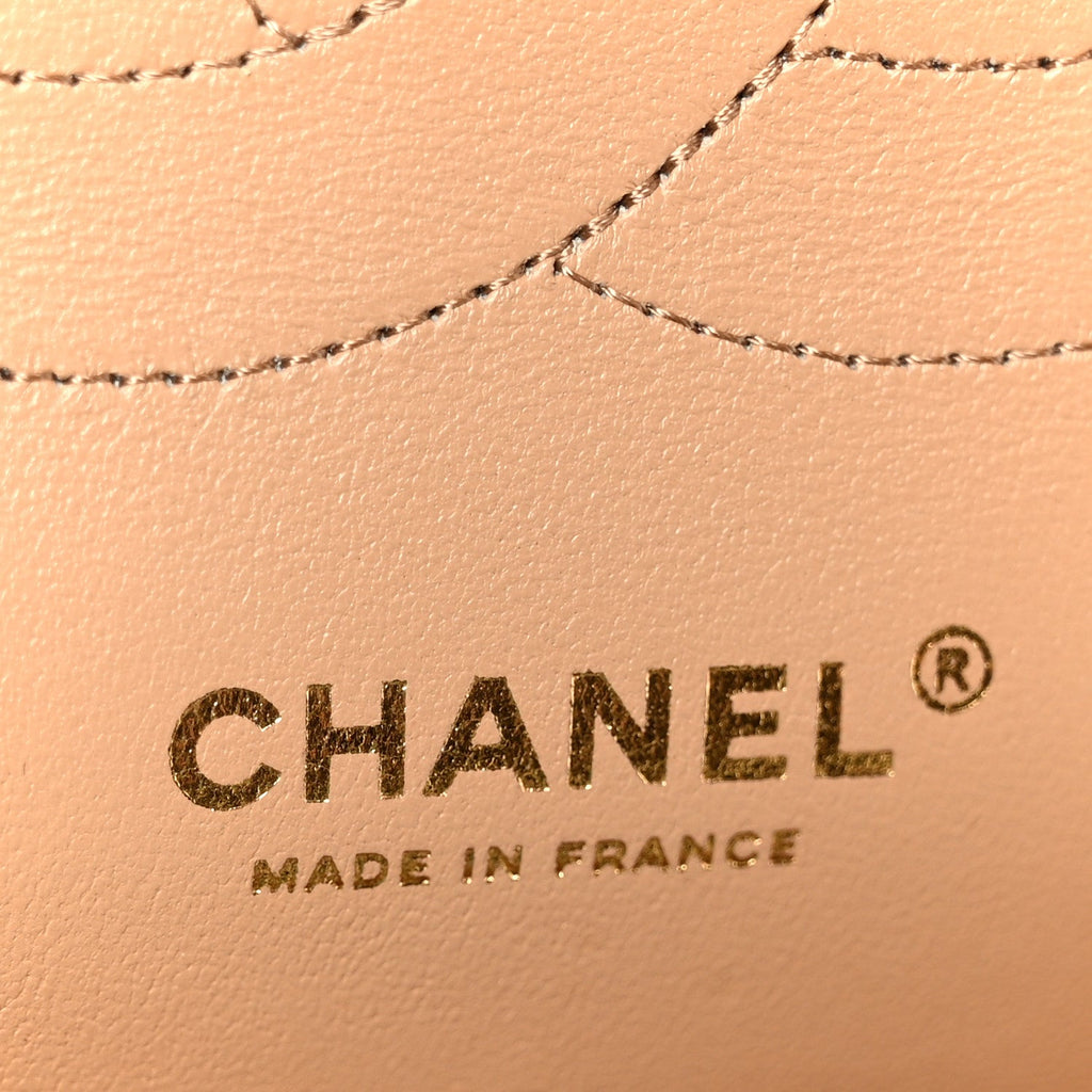 Chanel Lambskin Quilted Jumbo Double Flap Dark Beige