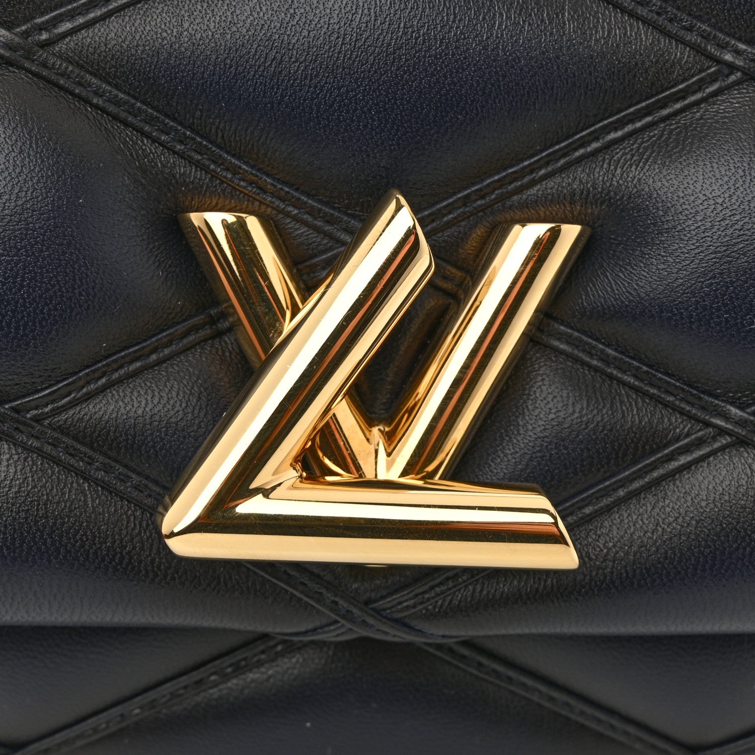 Louis Vuitton Lambskin Malletage Top Handle GO-14 MM Bleu Marine