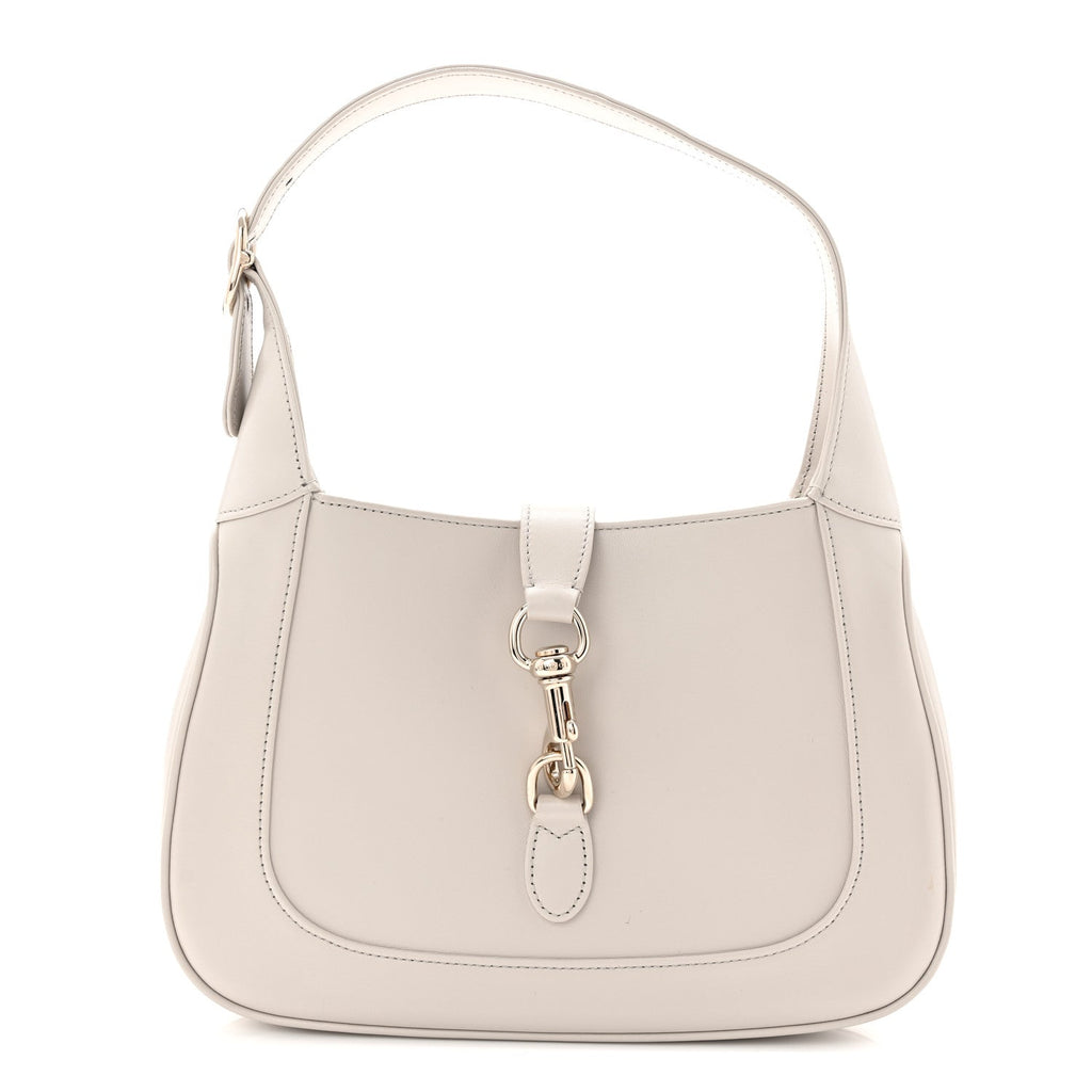 Gucci Ancora Calfskin Web Small Jackie Shoulder Bag Light Grey