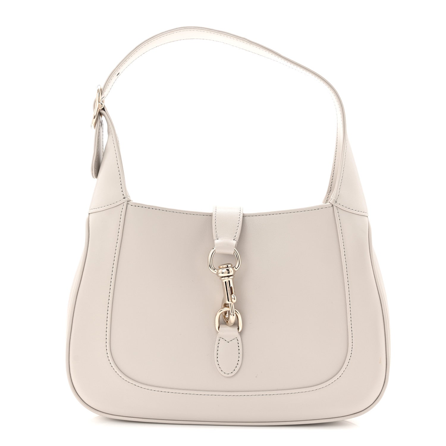 Gucci Ancora Calfskin Web Small Jackie Shoulder Bag Light Grey