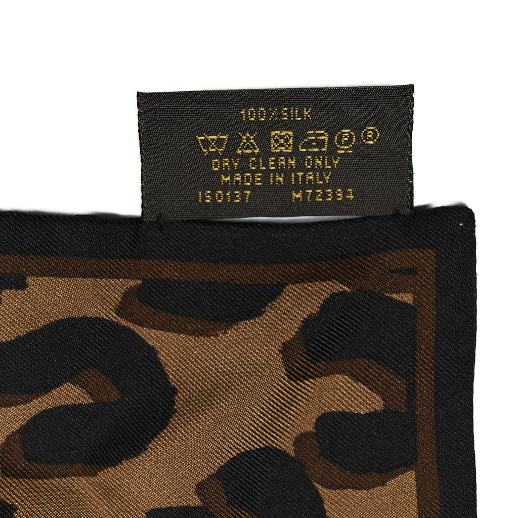 Louis Vuitton Silk Leopard Bandeau Scarf Marron