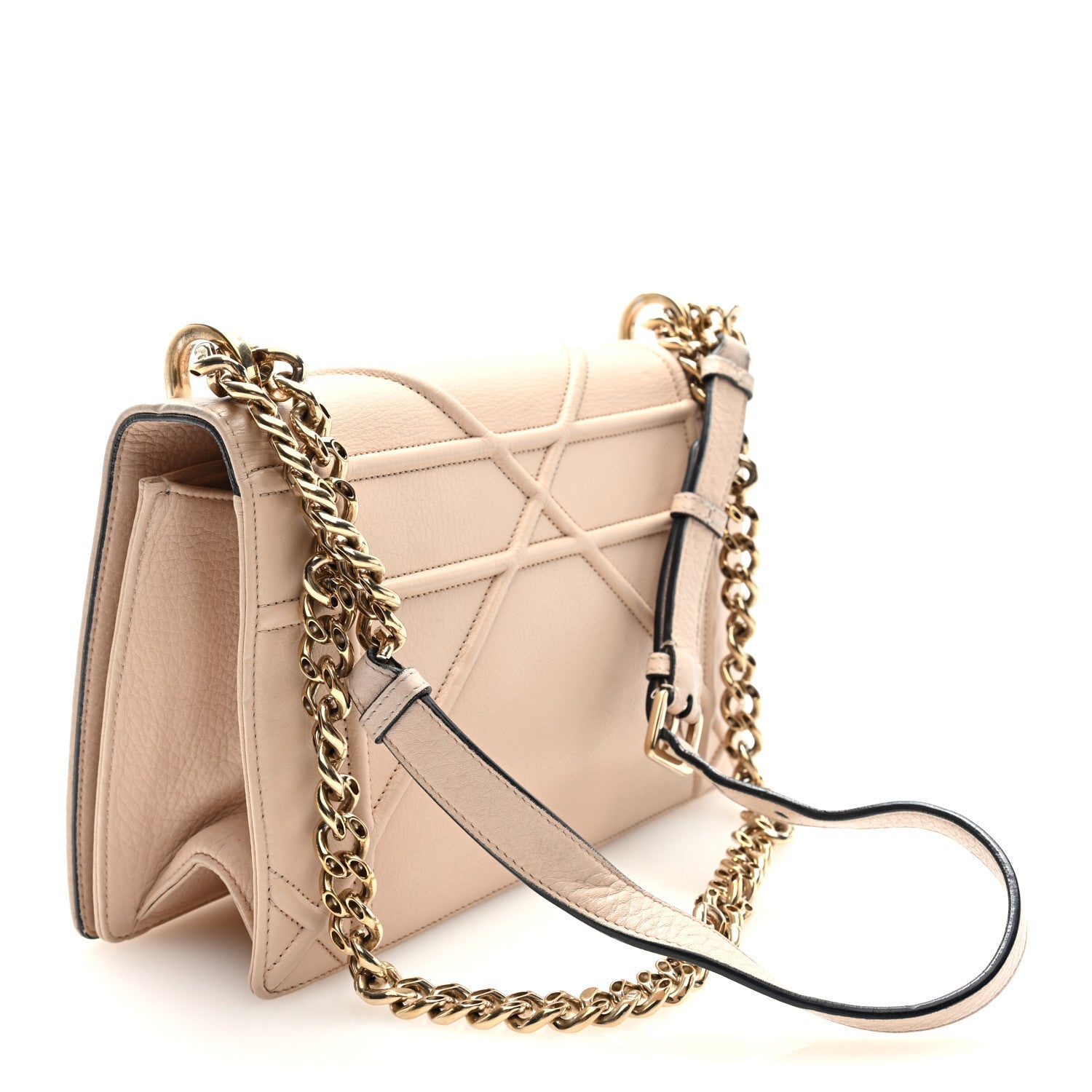 Christian Dior Grained Calfskin Medium Diorama Flap Bag Nude