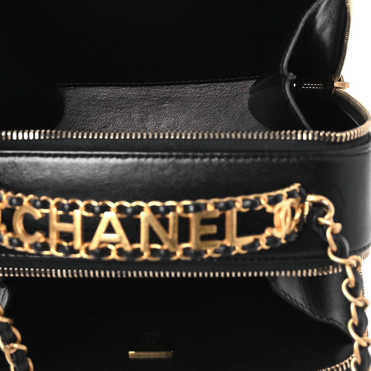 Chanel Shiny Calfskin Quilted Small Pick Me Up Vanity Case Black
