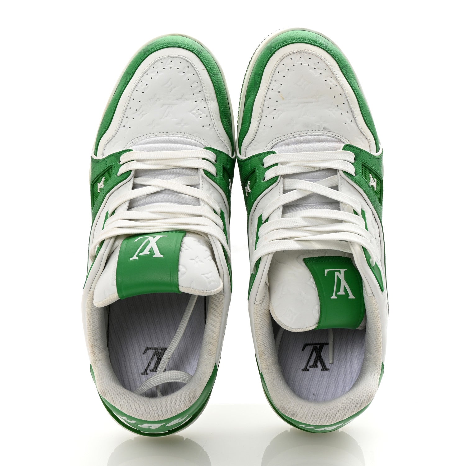 Louis Vuitton Calfskin Monogram Mens LV Trainer Sneakers 8 Green