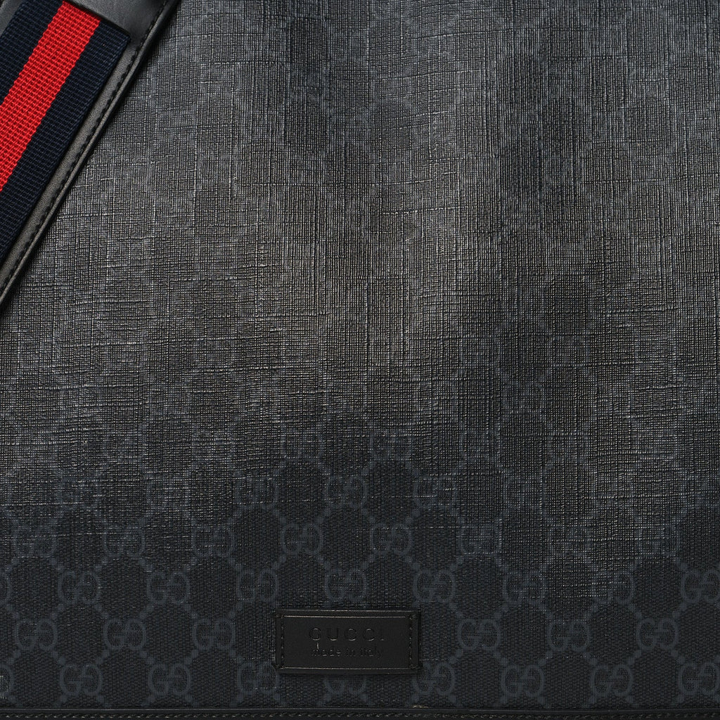 Gucci GG Supreme Monogram Web Messenger Diaper Bag Black Grey