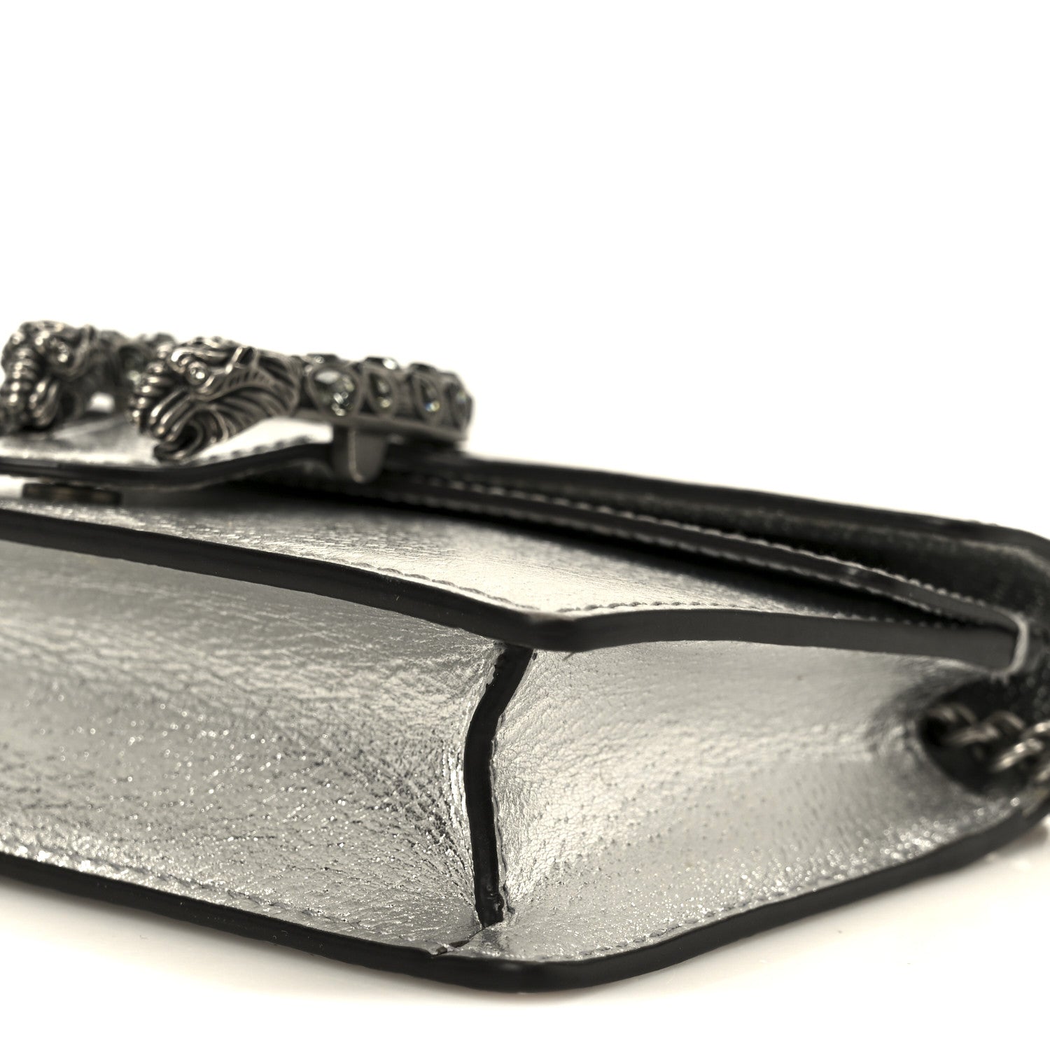 Gucci Metallic Calfskin Super Mini Dionysus Shoulder Bag Silver