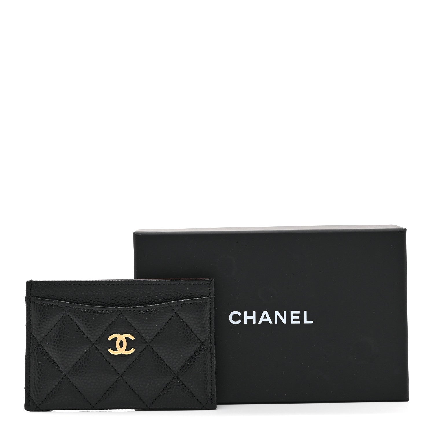 Caviar Quilted Card Holder Black