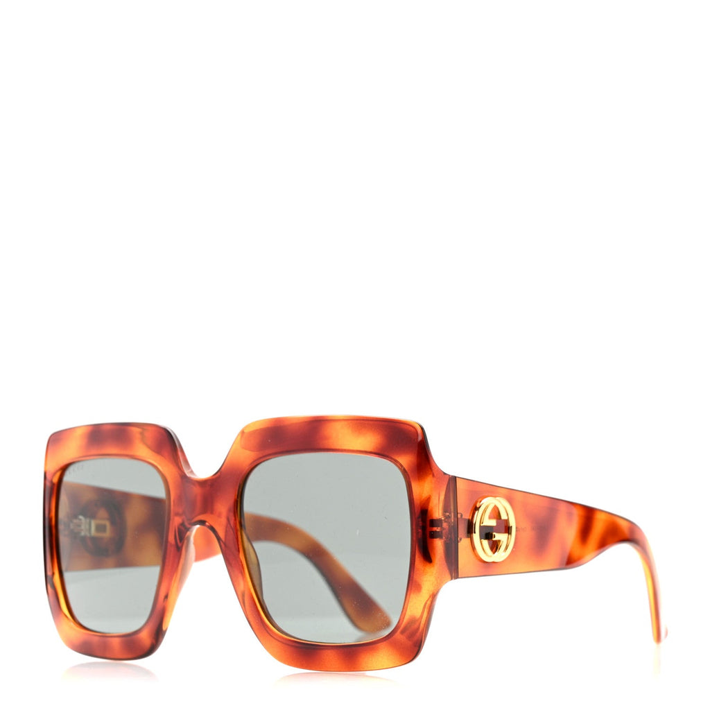 Gucci Acetate Square Frame Sunglasses GG 0053S Havana