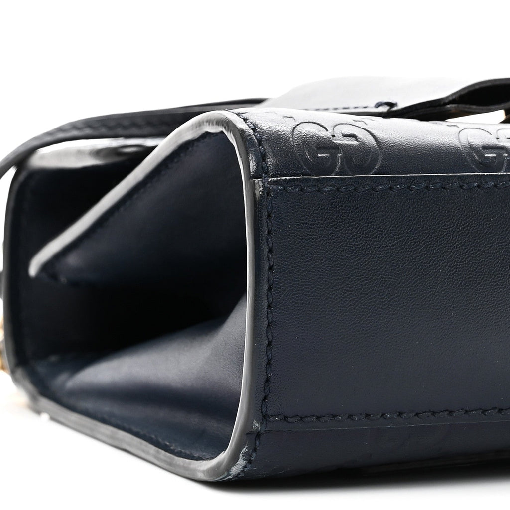 Gucci Guccissima Small Padlock Shoulder Bag Blue Agata