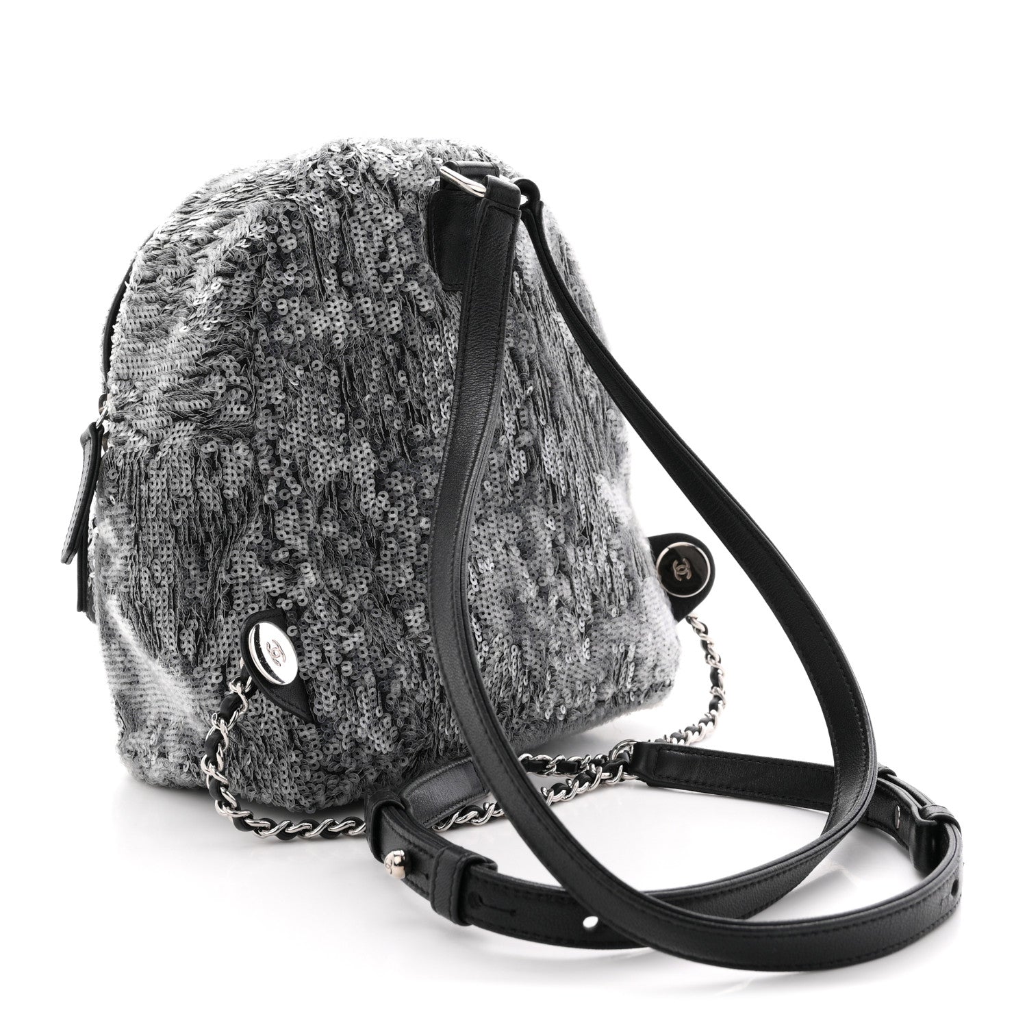 Chanel Sequin Waterfall Backpack Grey