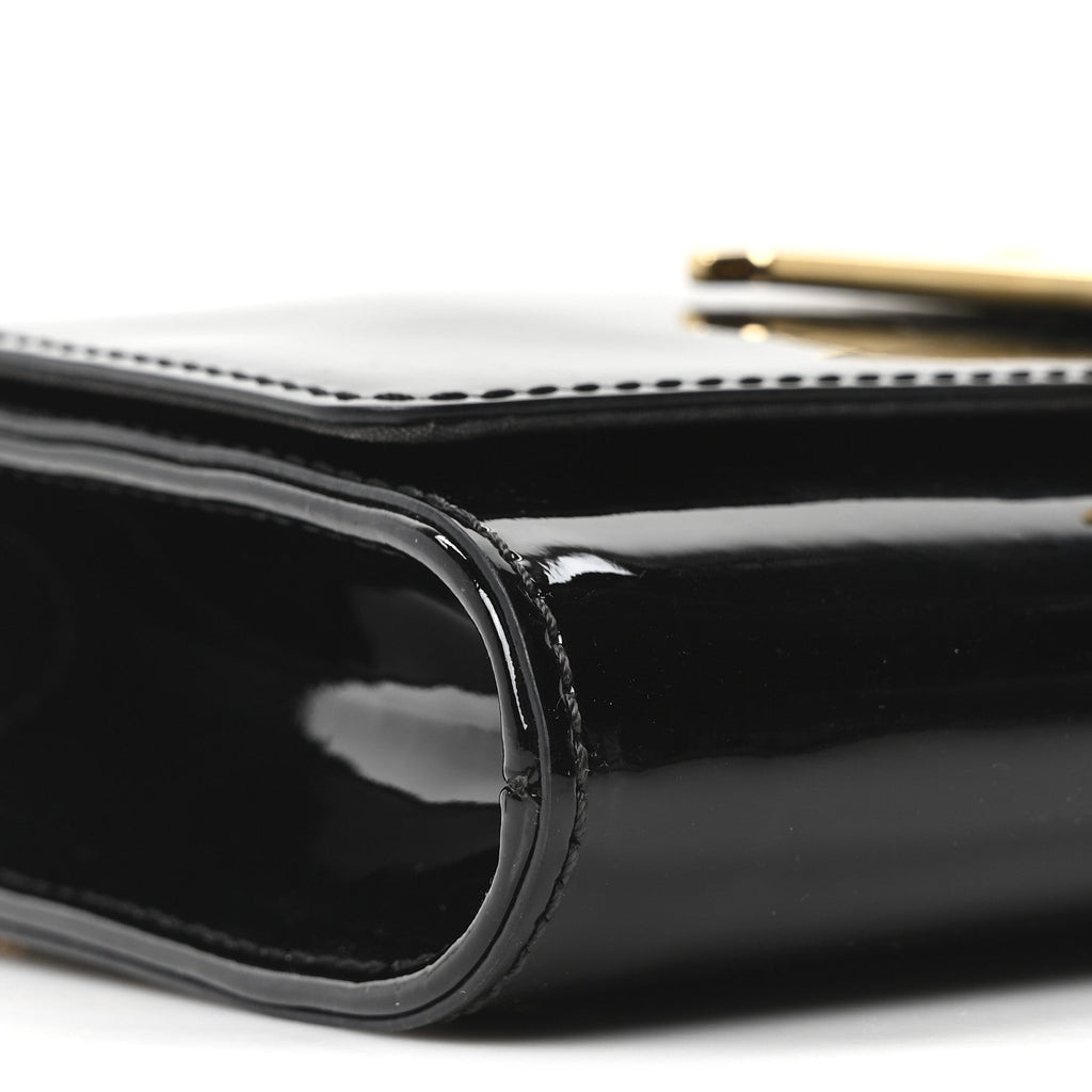 Louis Vuitton Patent Louise PM Chain Clutch Black