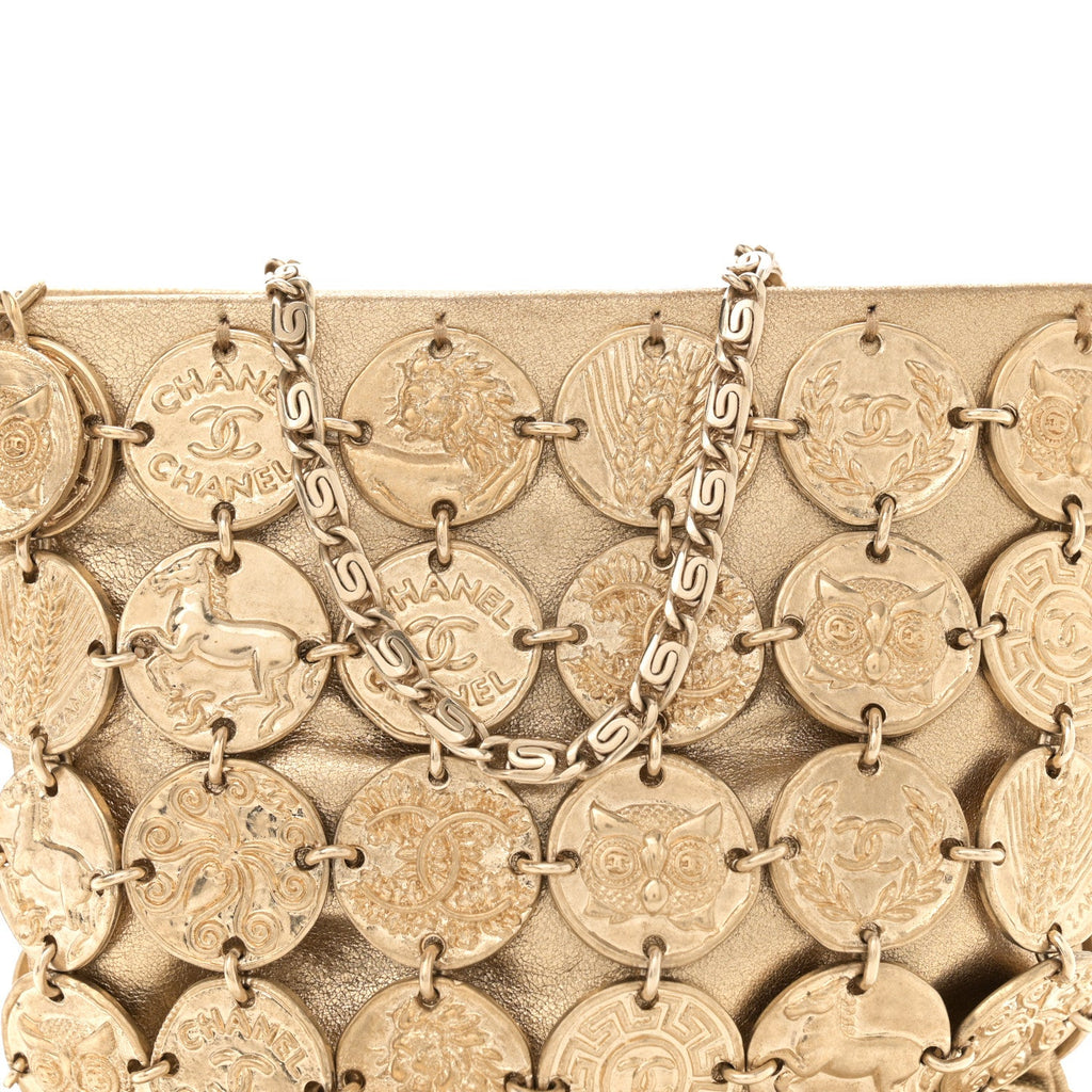 Chanel Metallic Calfskin Medallion Shoulder Bag Gold
