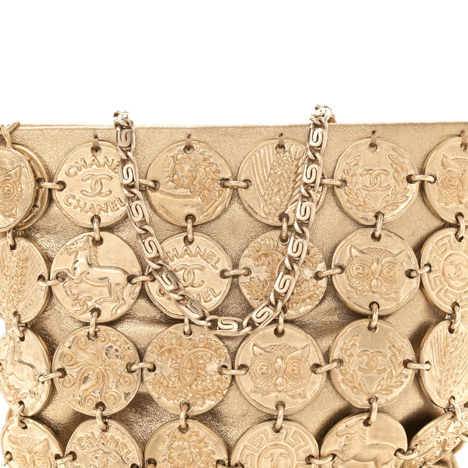 Chanel Metallic Calfskin Medallion Shoulder Bag Gold