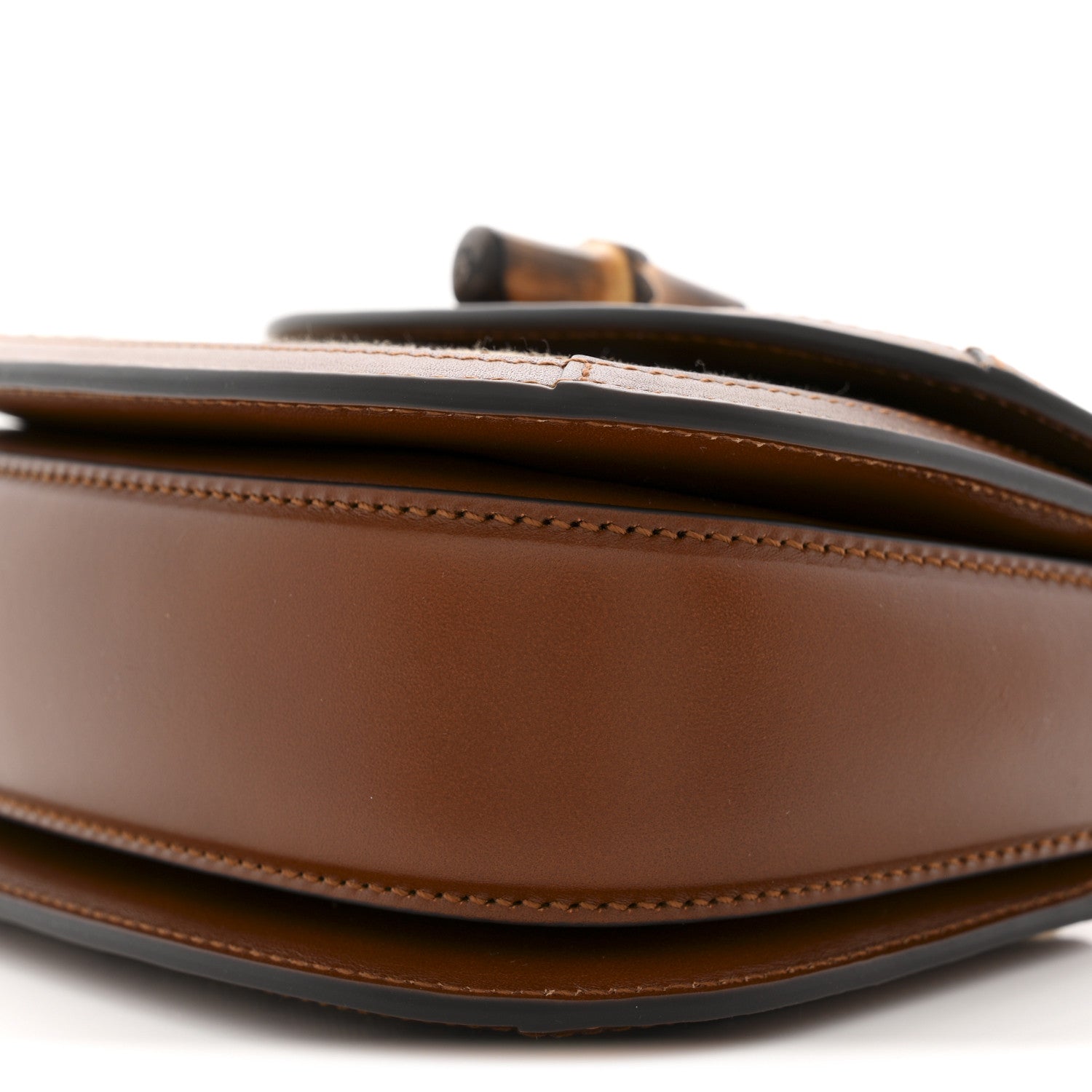 Gucci New Canvas Charisma Calfskin Crystal GG Monogram Small Bamboo 1947 Top Handle Bag Camel Ebony