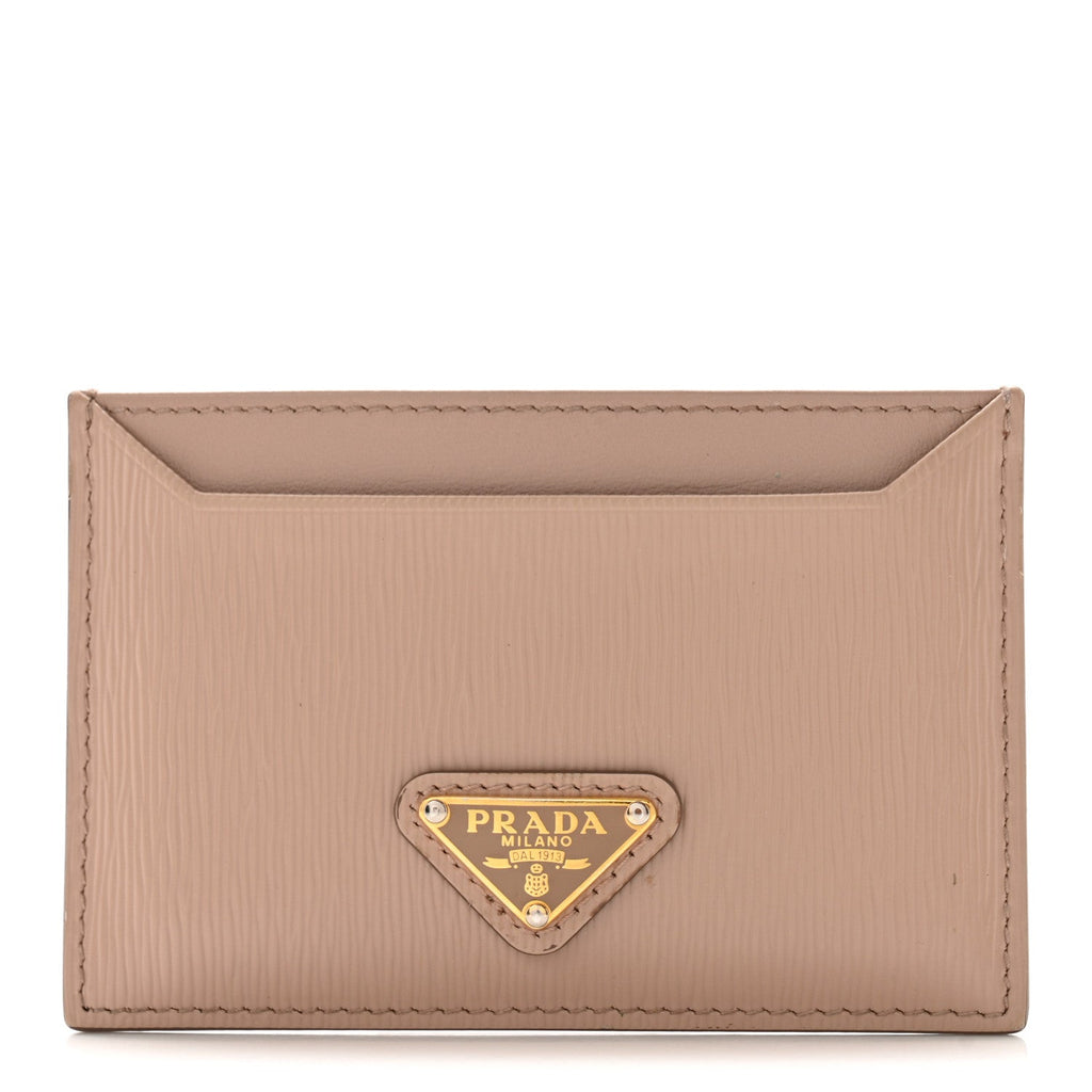 Prada Vitello Move Triangle Card Case Cipria