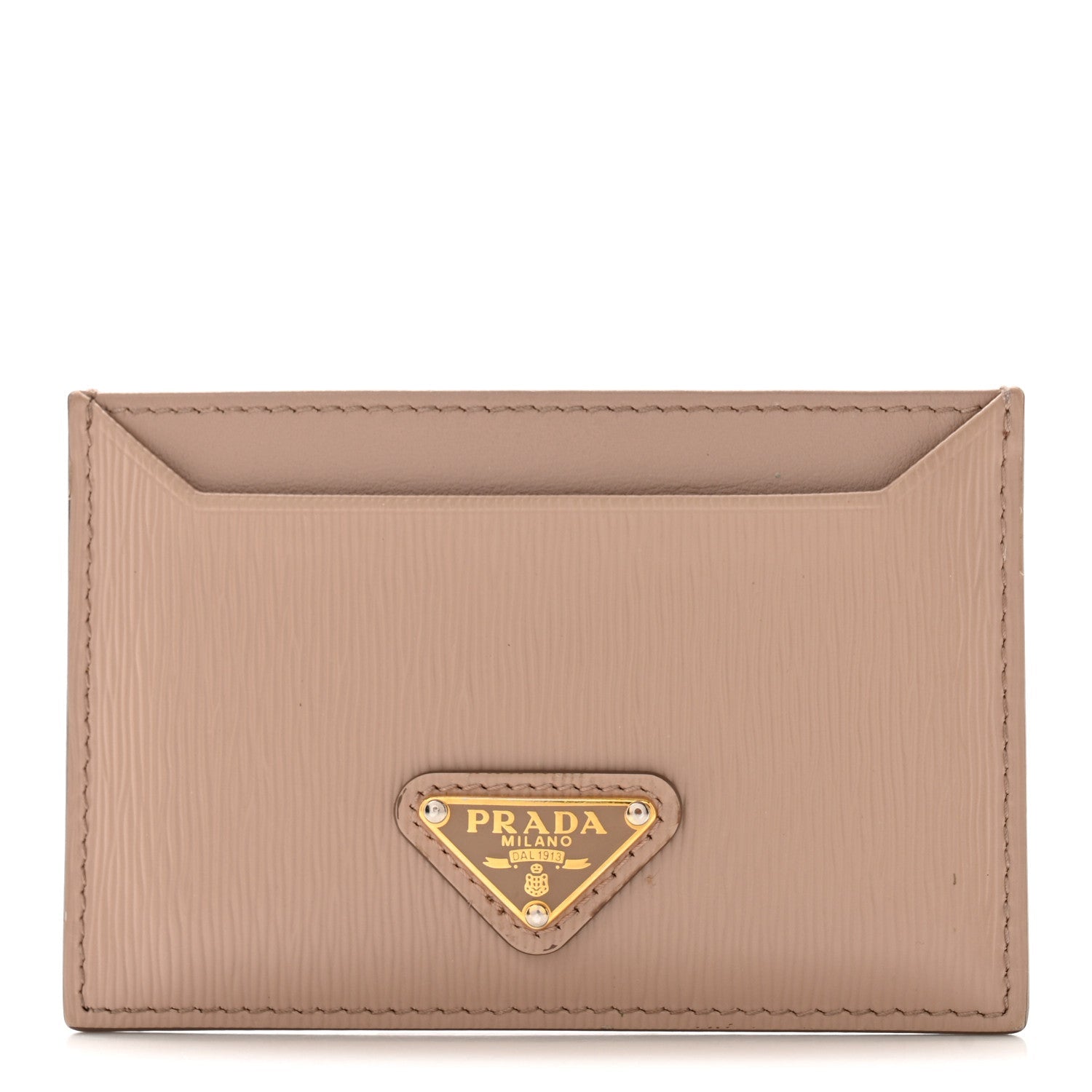 Prada Vitello Move Triangle Card Case Cipria
