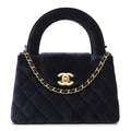 Chanel Velvet Quilted Nano Kelly Shopper Navy