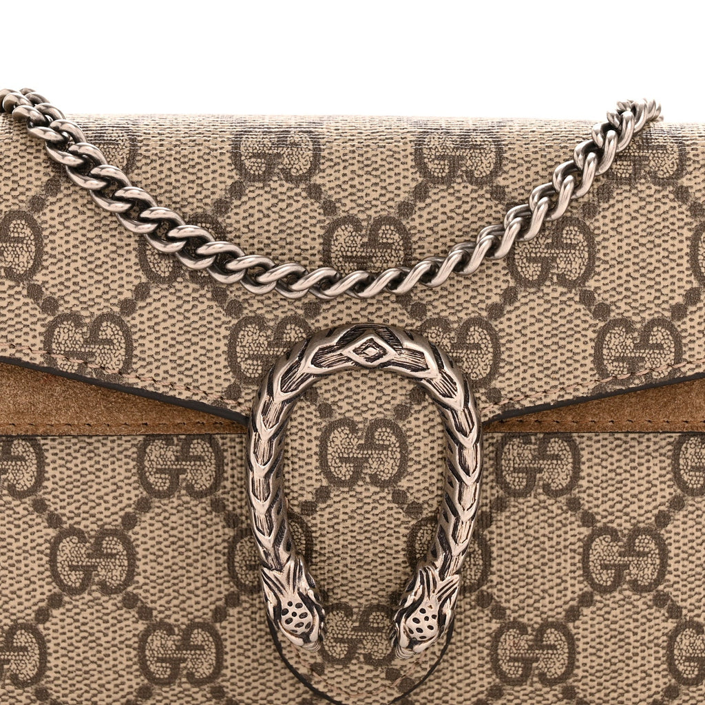 Gucci GG Supreme Monogram Super Mini Dionysus Shoulder Bag Taupe