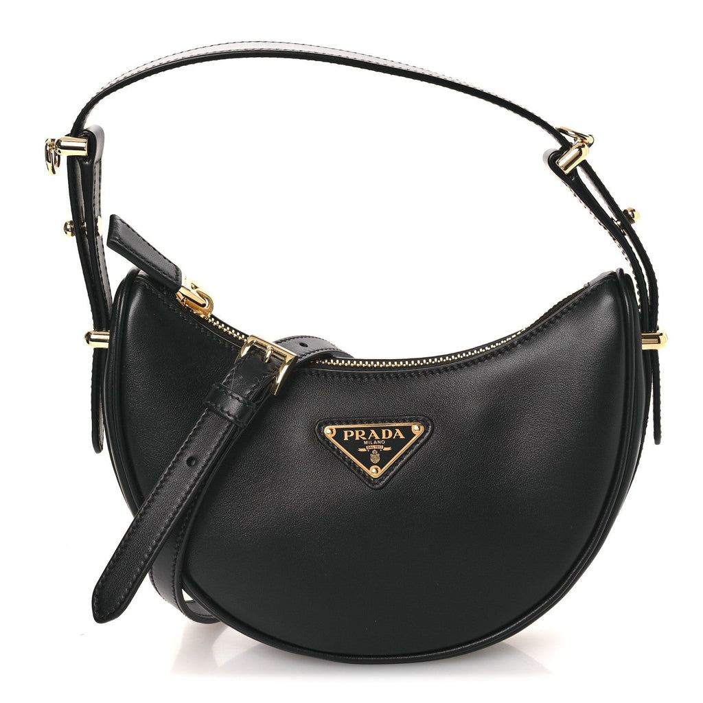 Prada Soft Calfskin Mini Arque Shoulder Bag Black