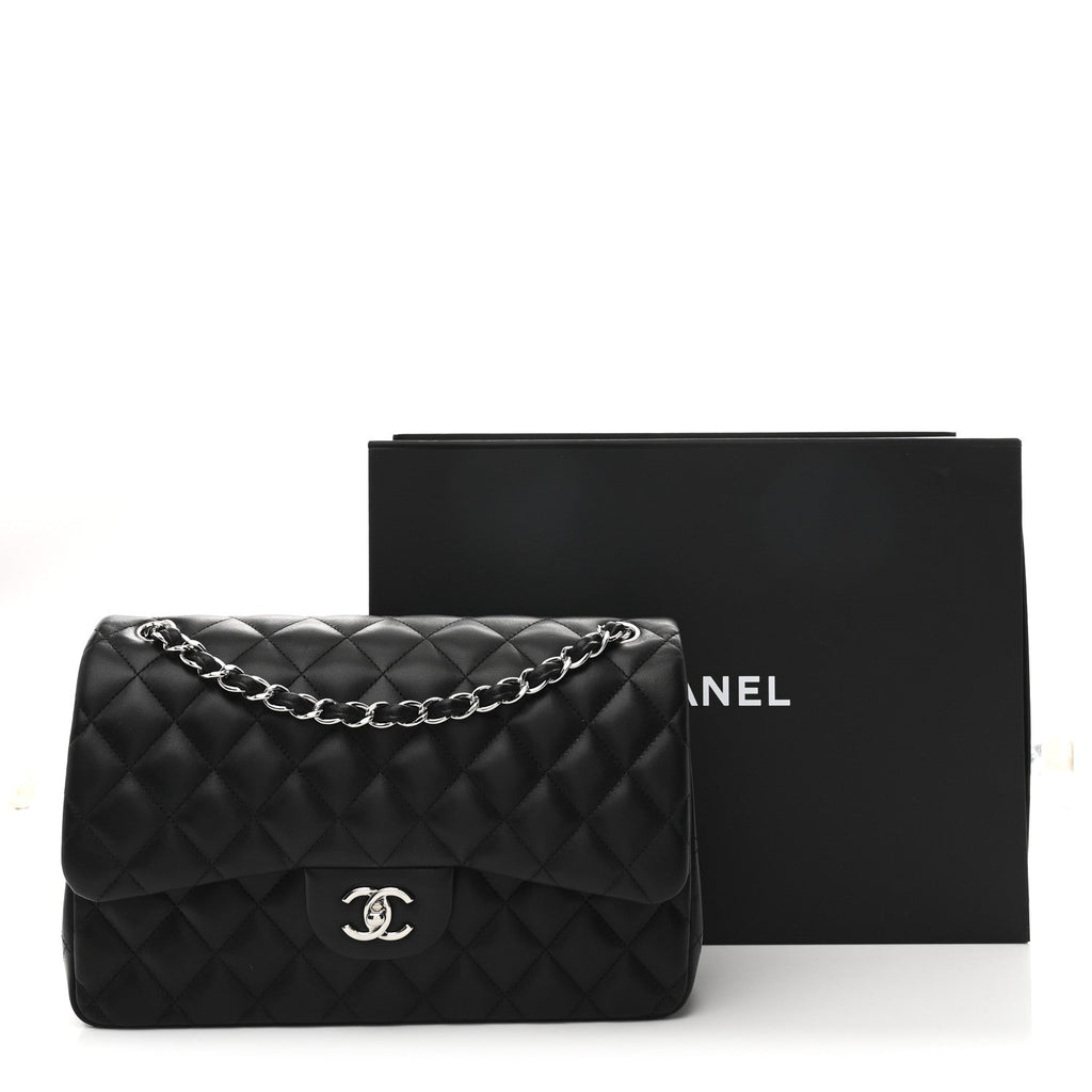 Chanel Lambskin Quilted Jumbo Double Flap Black