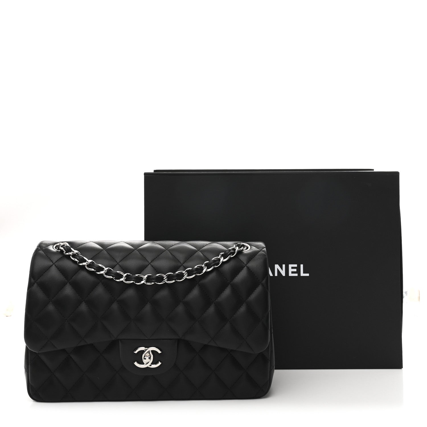 Chanel Lambskin Quilted Jumbo Double Flap Black