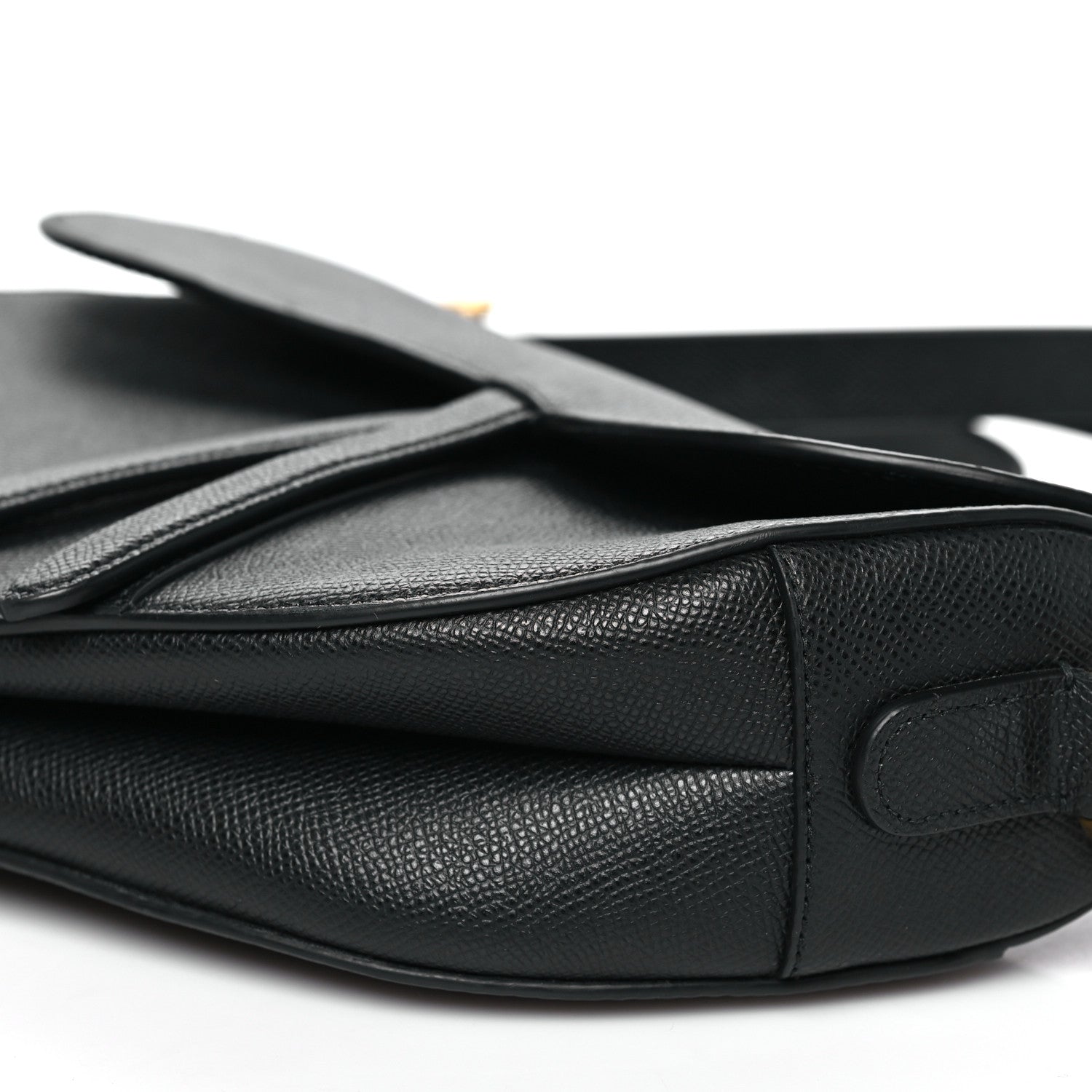 Christian Dior Grained Calfskin Saddle Bag With Strap Black