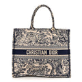 Christian Dior Canvas Embroidered Large Dioriviera Toile De Jouy Book Tote Blue
